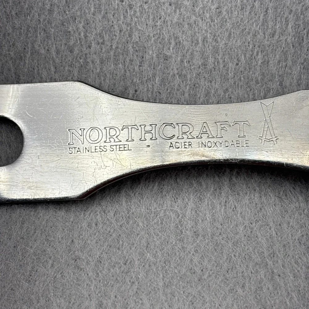 Vtg Northcraft Japan SS Full Extended Tang 2 Prong Carving Fork Acier Inoxydable